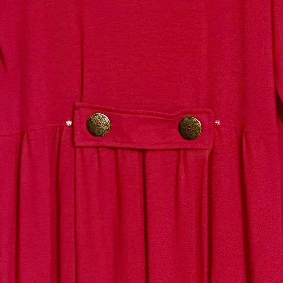 Vintage Chansonetta Wool Midi Dress Sz Medium Red A-Line Artisan Minimalist USA - Picture 6 of 11